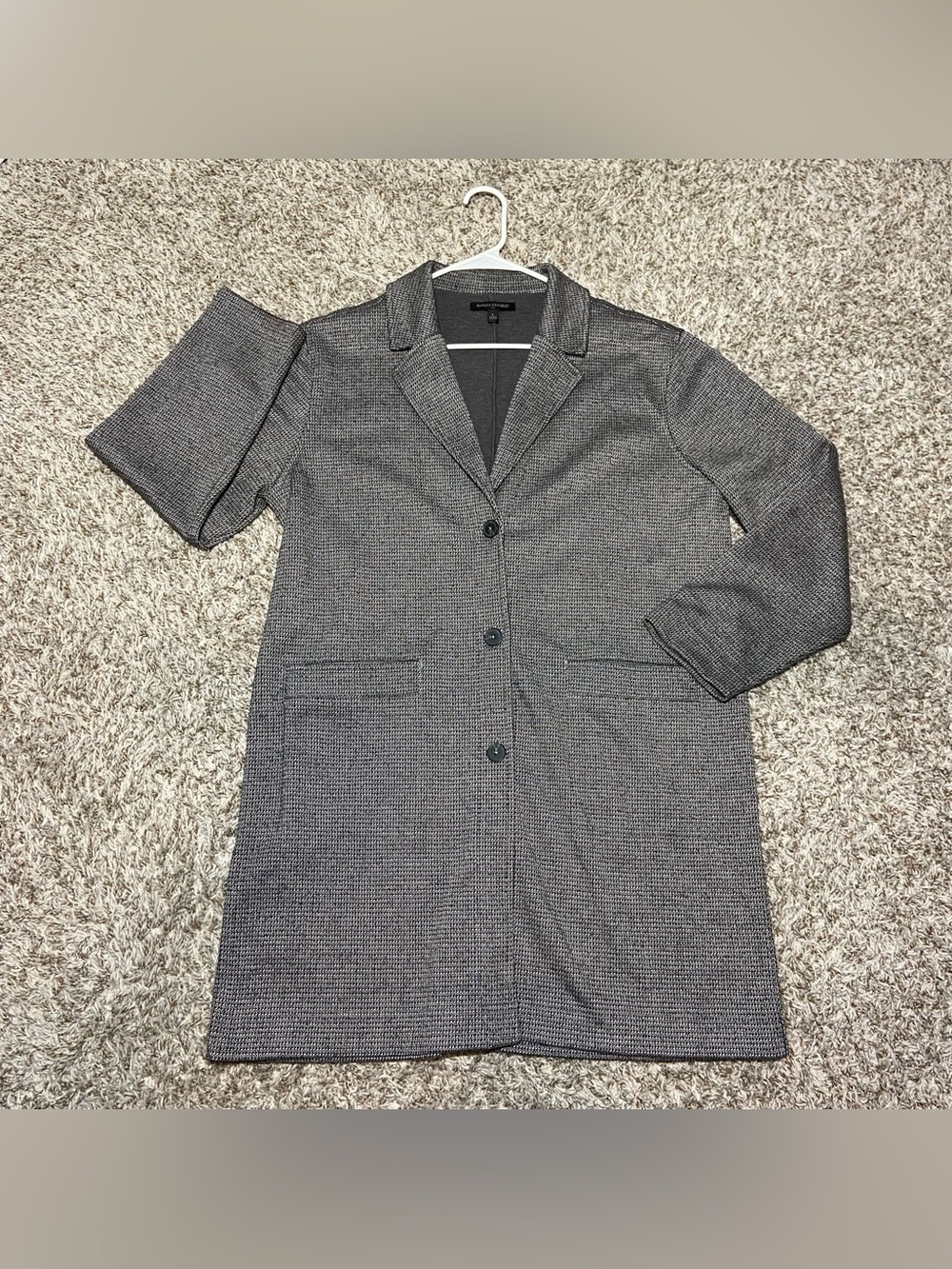 BANANA REPUBLIC Women’s Sophisticated Gray Black Houndstooth Style Coat Size Lrg